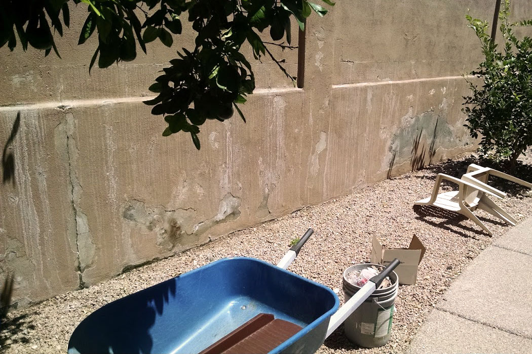 Stucco and wall repairs before painting services in Mesa, Arizona
